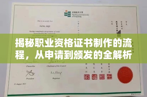 埌东揭秘职业资格证书制作的流程，从申请到颁发的全解析
